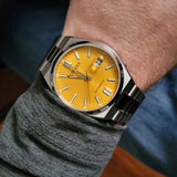 Citizen Tsuyosa NJ0150-81Z Men's Automatic Watch – Yellow Dial with Silver Steel Strap