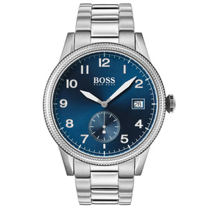 Hugo Boss Legacy Blue Dial Silver Steel Strap Watch for Men - 1513707