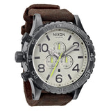 Nixon 51-30 Chronograph Beige Dial Brown Leather Strap Watch for Men - A124-1388