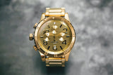 Nixon 48-20 Chrono Gold Dial Gold Steel Strap Watch for Men - A486-502