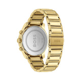 Hugo Boss Trace Chronograph Black Dial Gold Steel Strap Watch For Men - 1514006