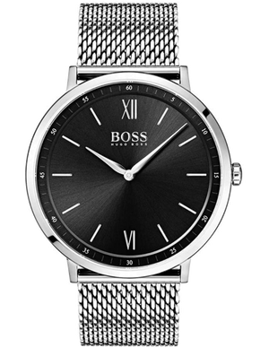 Hugo Boss Jackson Quartz Black Dial Silver Mesh Bracelet Watch For Men - 1513514