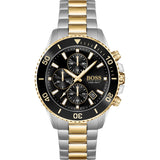 Hugo Boss Admiral Black Dial Two Tone Steel Strap Watch for Men - 1513908