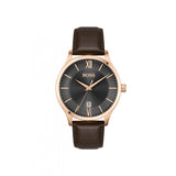 Hugo Boss Ambassador Grey Dial Brown Leather Strap Watch for Men - 1513387