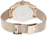 Hugo Boss Companion Chronograph Black Dial Rose Gold Steel Strap Watch For Men - 1513548