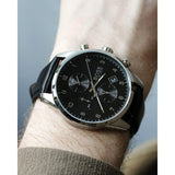 Hugo Boss Skymaster Black Dial Black Leather Strap Watch for Men - 1513782