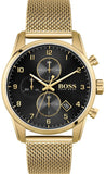 Hugo Boss 1513838 Skymaster Men's Watch – Black Dial & Gold Mesh Bracelet