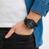 Armani Exchange Outerbanks AX1326 Men's Chronograph Watch – Black Dial with Black Silicone Strap