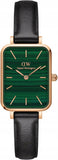 Daniel Wellington DW00100439 Quadro Pressed Sheffield Women's Watch – Green Dial & Black Leather Strap