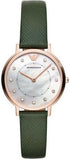 Emporio Armani AR11150 Women's Watch – Mother of Pearl Dial & Green Leather Strap