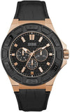 Guess W0674G6 Force Analog Men's Watch – Black Dial & Black Leather Strap