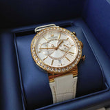 Swarovski Citra Sphere Chrono White Dial White Leather Strap Watch for Women - 5080602