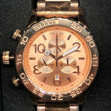 Nixon 42-20 Chrono Rose Gold Dial Rose Gold Steel Strap Watch for Men - A037-897