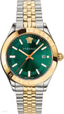 Versace VEVI00620 Hellenyium Quartz Men's Watch – Green Dial & Two Tone Steel Strap