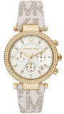 Michael Kors MK6916 Parker Chronograph Women's Watch – White Dial & White Leather Strap