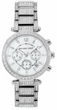 Michael Kors MK5572 Parker Quartz Women's Watch – Mother of Pearl Dial with Diamonds & Silver Steel Strap