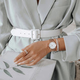 Daniel Wellington DW00100211 Iconic Link Women’s Watch – White Dial with Rose Gold Stainless Steel Strap