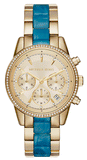 Michael Kors MK6328 Ritz Quartz Women's Watch – Gold Dial & Two-Tone Steel Strap