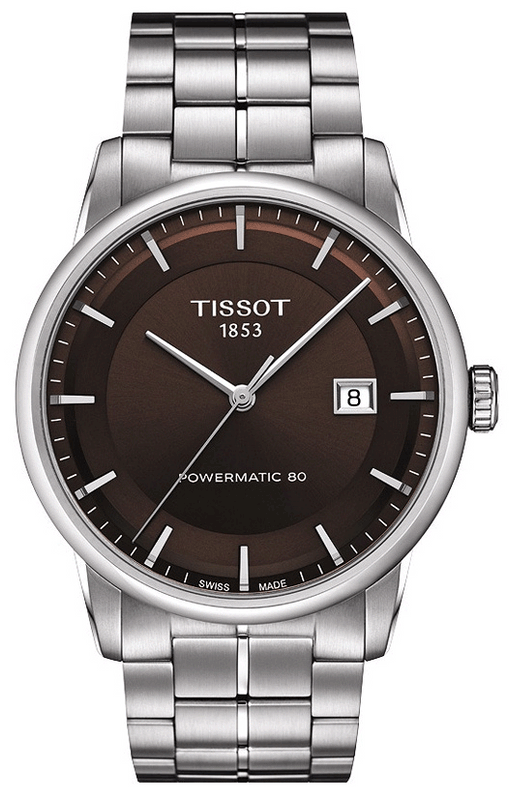 Tissot Luxury Powermatic 80 Brown Dial Silver Steel Strap Watch For Men - T086.407.11.291.00