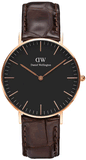 Daniel Wellington DW00100140 Classic York Women’s Watch – Black Dial with Brown Leather Strap