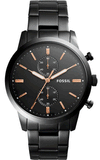Fossil FS5379 Townsman Chronograph Men's Watch – Black Dial & Black Steel Strap