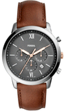 Fossil FS5408 Neutra Chronograph Men's Watch – Black Dial & Brown Leather Strap