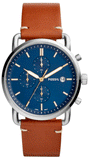 Fossil FS5401 The Commuter Men's Watch – Blue Dial & Brown Leather Strap