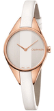 Calvin Klein K8P236L6 Rebel Quartz Women's Watch – White-Grey Dial & White Leather Strap
