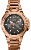 Guess W0218G3 Rigor Multifunction Men's Watch – Black Dial & Rose Gold Steel Strap