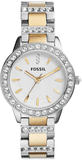 Fossil ES2409 Jesse Crystals Women's Watch – White Dial & Two-Tone Steel Strap