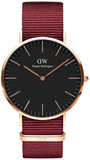 Daniel Wellington DW00100269 Classic Roselyn Women's Watch – Black Dial & Maroon Nylon Strap