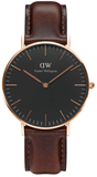 Daniel Wellington DW00100137 Classic Bristol Men’s Watch – Black Dial with Brown Leather Strap