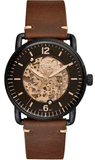 Fossil ME3158 Commuter Automatic Men's Watch – Black Dial & Brown Leather Strap