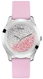 Guess W1223L1 Crush Crystals Quartz Women's Watch – Silver Dial & Pink Rubber Strap