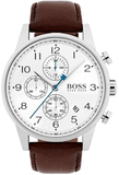 Hugo Boss 1513495 Navigator Men's Watch – White Dial & Brown Leather Strap