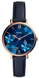 Fossil ES4673 Jacqueline Women's Watch – Blue Dial & Blue Leather Strap