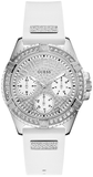 Guess W1160L4 Frontier Diamonds Quartz Women's Watch – Silver Dial & White Rubber Strap
