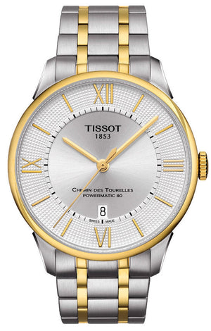 Tissot Chemin Des Tourelles Powermatic 80 Silver Dial Two Tone Steel Strap Watch For Men - T099.407.22.038.00