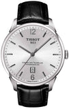 Tissot T099.407.16.037.00 Chemin des Tourelles Powermatic 80 Automatic Men's Watch – Silver Dial & Black Leather Strap