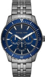 Michael Kors MK7155 Cunningham Chronograph Multifunction Men's Watch – Blue Dial & Grey Steel Strap