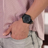 Armani Exchange Hampton AX2411 Men's Quartz Watch – Blue Dial Paired with Black Leather Strap