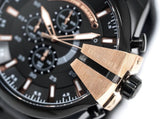 Diesel Mega Chief Chronograph Black Dial Black Steel Strap Watch For Men - DZ4309