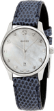 Gucci YA126588 G-Timeless Signature Women's Watch – Mother of Pearl Star Dial & Blue Strap