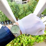 Citizen x Pantone NJ0158-89Z Men's Automatic Watch – Peaceful Green Dial with Silver Steel Strap