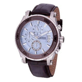 Guess Pinnacle Chronograph Quartz Blue Dial Brown Leather Strap Watch For Men - W0673G1