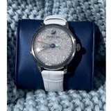 Swarovski Crystalline Hours Silver Dial White Leather Strap Watch for Women - 5295383
