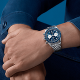 Tudor Black Bay Chrono Blue Dial Silver Steel Strap Watch for Men - M79360B-0002