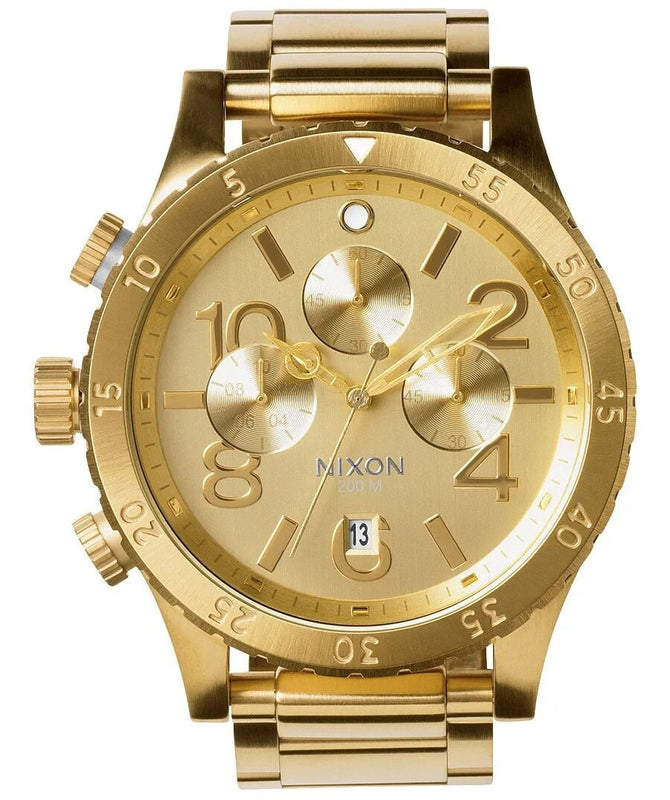 Nixon 48-20 Chrono Gold Dial Gold Steel Strap Watch for Men - A486-502