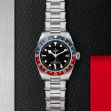 Tudor Black Bay GMT Black Dial Silver Steel Strap Watch for Men - M79830RB-0001
