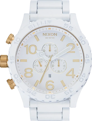 Nixon 51-30 Chronograph White Dial White Steel Strap Watch for Men - A083-1035